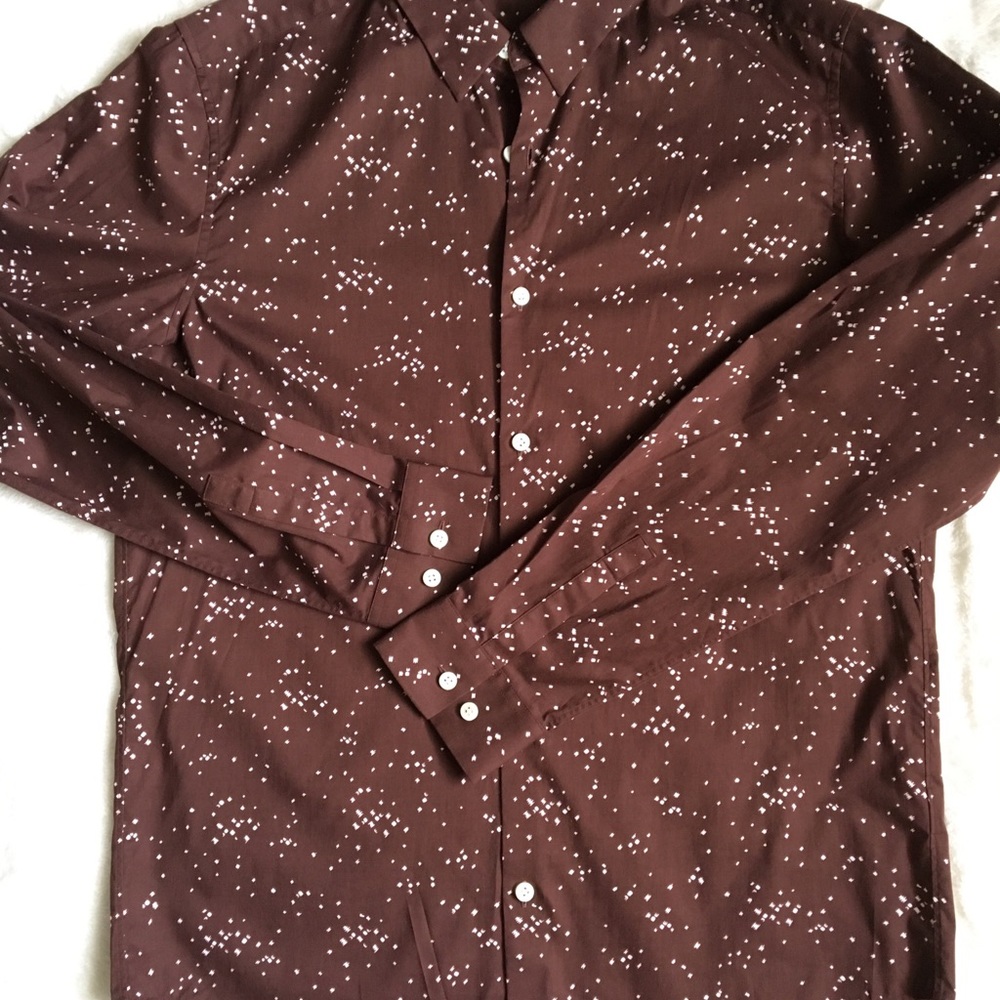 Theory Men’s long sleeve button down -Burgundy